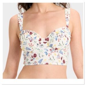 Colsie Women’s Corset Print Bra - Cream
